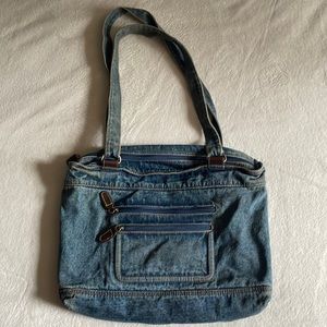 Jean bag, leather zippers